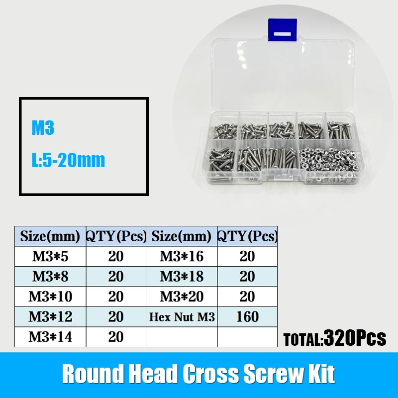 500/320 stücke Kreuz runds ch raube Mutter satz m1 m 1,2 m 1,4 m 2, 5 m2 m 1, 5 m3 Edelstahl kreuz runde Kreuz schlitz schraube – Detail 9