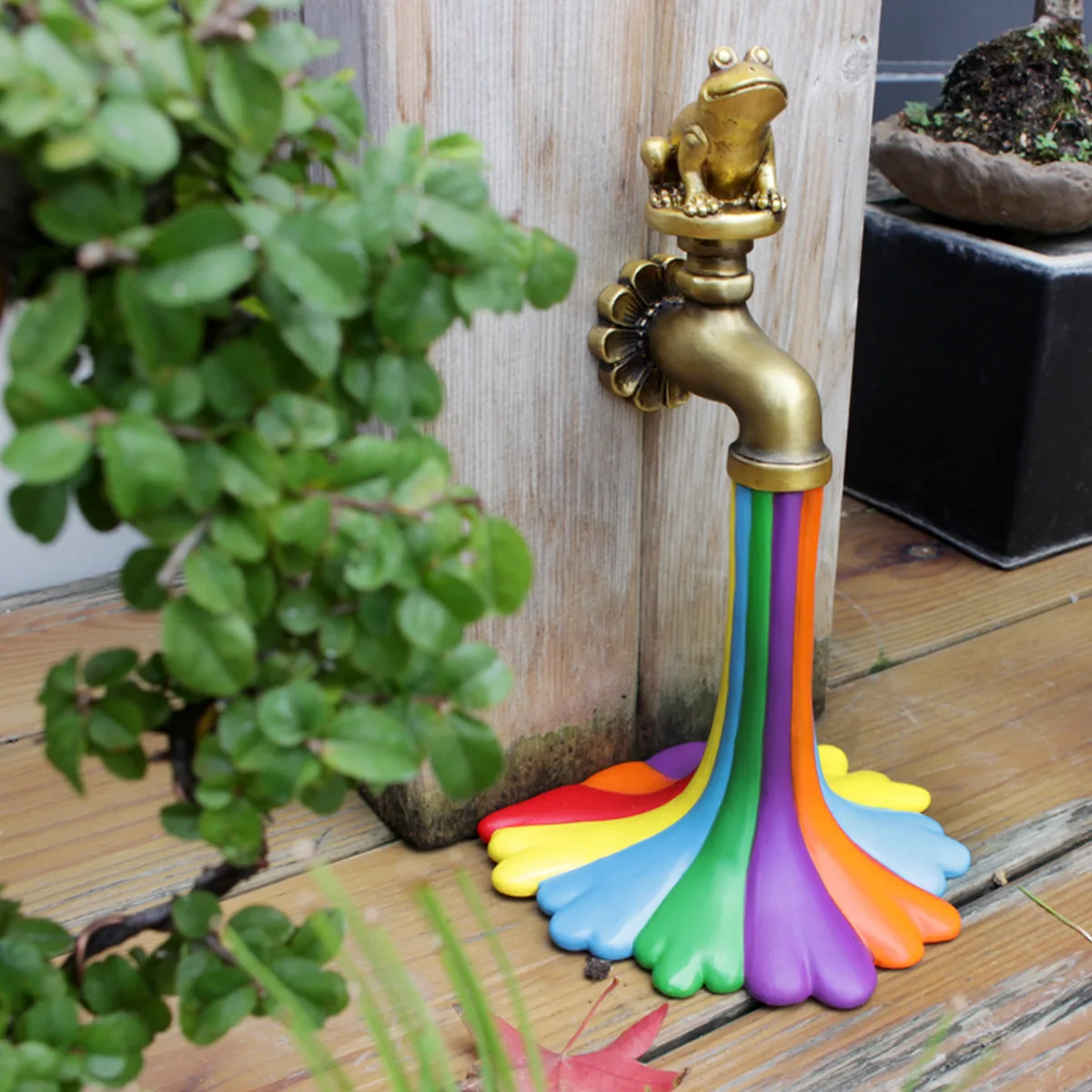 Creative Garden Balcony Gardening Crafts Gifts Home Furnishings Simulation Resin Rainbow Faucet Decoration Ornament Now