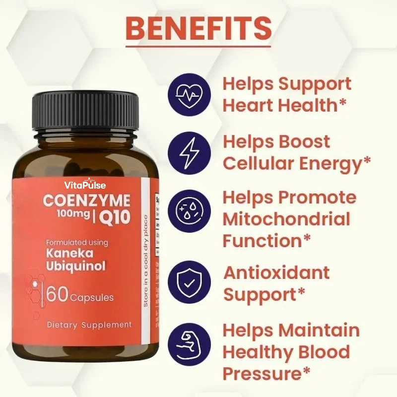 Coenzyme Q10-100mg Capsules The Active Form of Coenzyme Q10, Which Supports Cellular Health and Natural Energy Production