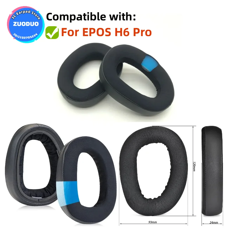 

Replacement Protein Leather Ear Pads Cushion Cover Earpads for EPOS H6 Pro Headset