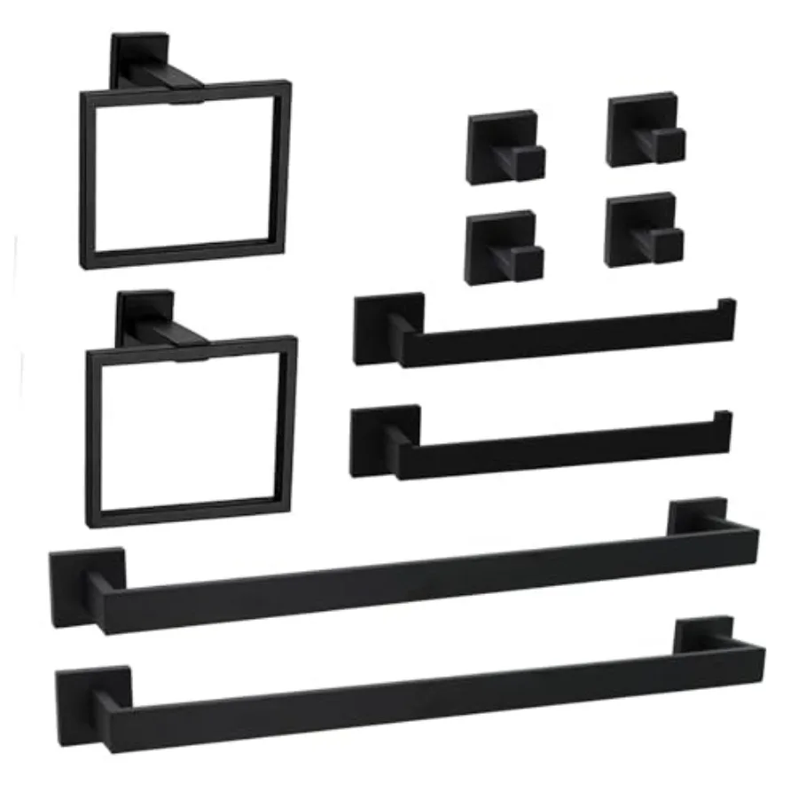 

10-Piece Bathroom Hardware Accessories Set Towel Bar Sets Include Towel Bar Towel Holder Toilet Paper Holder Towel Hook 16 inch