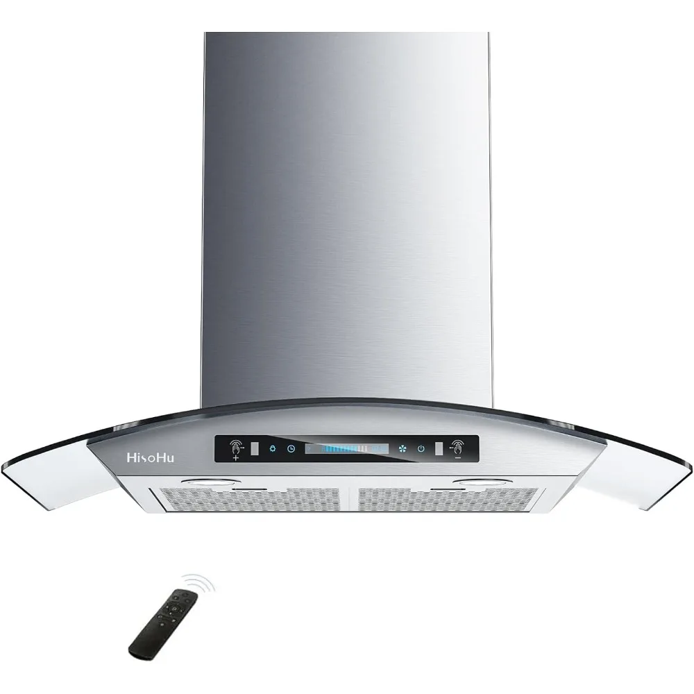 

30 Inch,Curved Glass Range Hood, 780 CFM Kitchen Vent Hood, Stainless Steel Mesh Filters,Stainless Steel Kitchen Vent