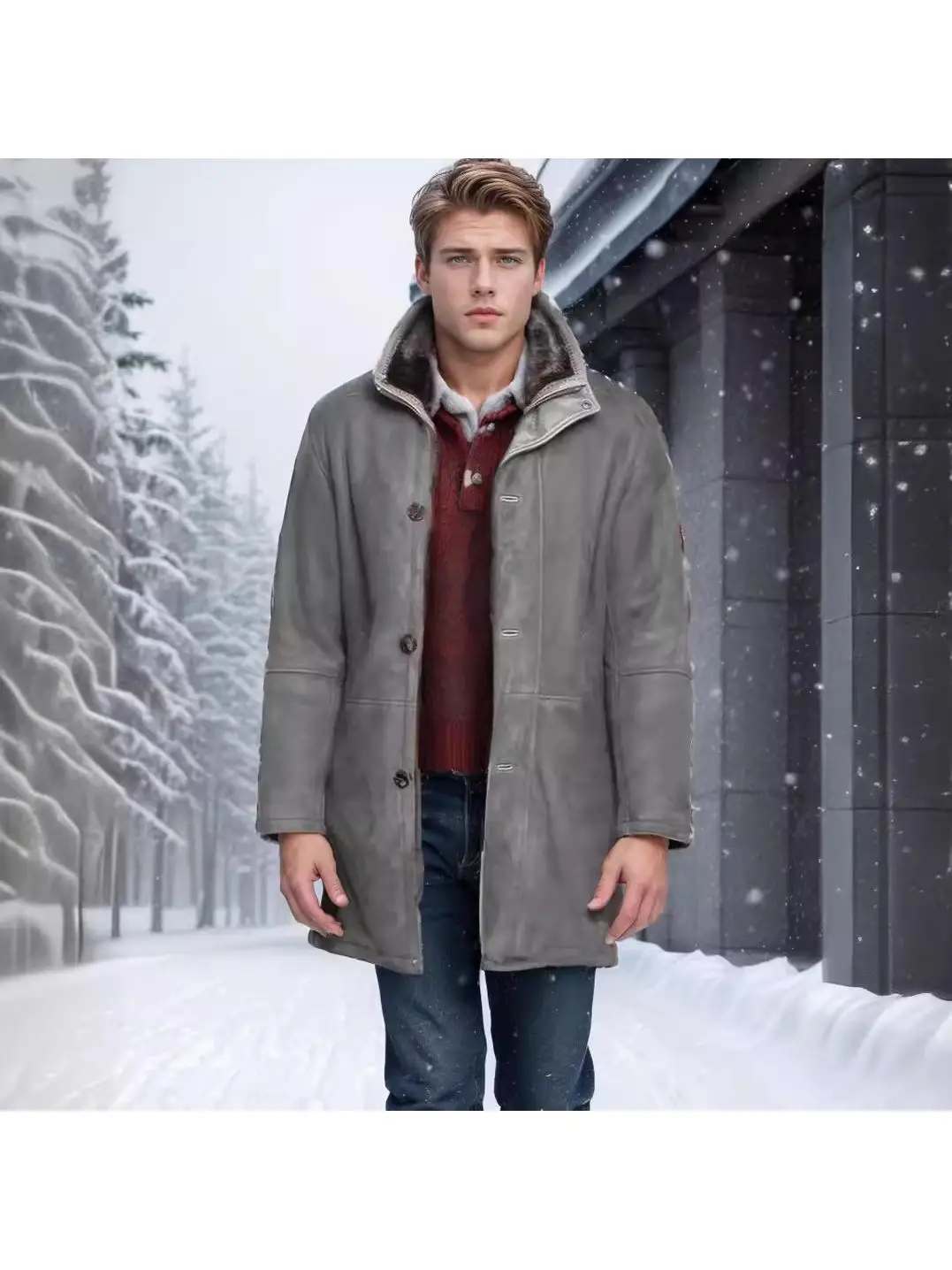 

Men's Mid-Length Woolen Coat Jaet 2025 Independent Station Sle Fur Lined Loose Fit Long Coat Youthful Vitali Pure Color