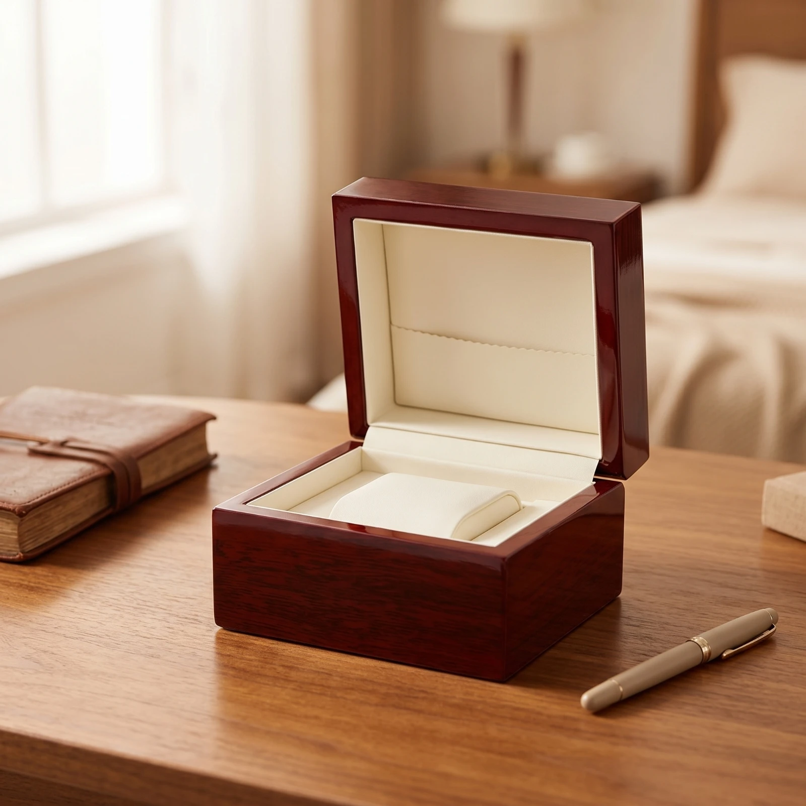 Watch Display Box Wooden Watch Storage Box Organizer Lacquered Glossy for Men, Dresser, Nightstand