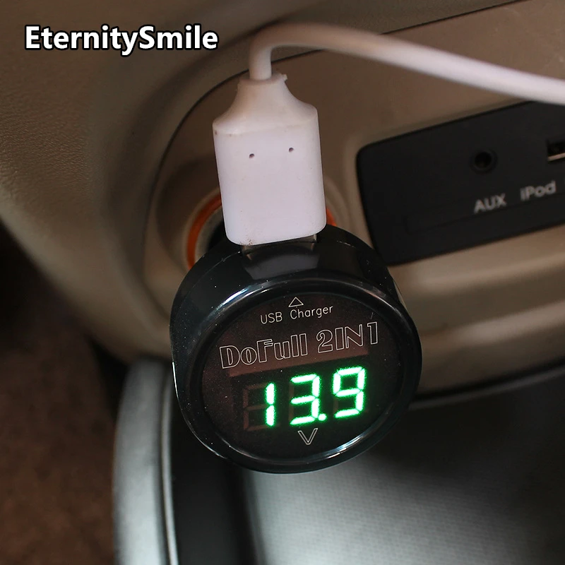 Digital Volt meter Monitor 12V 24V, 5V 2A USB output Car Charger For Phone MP4