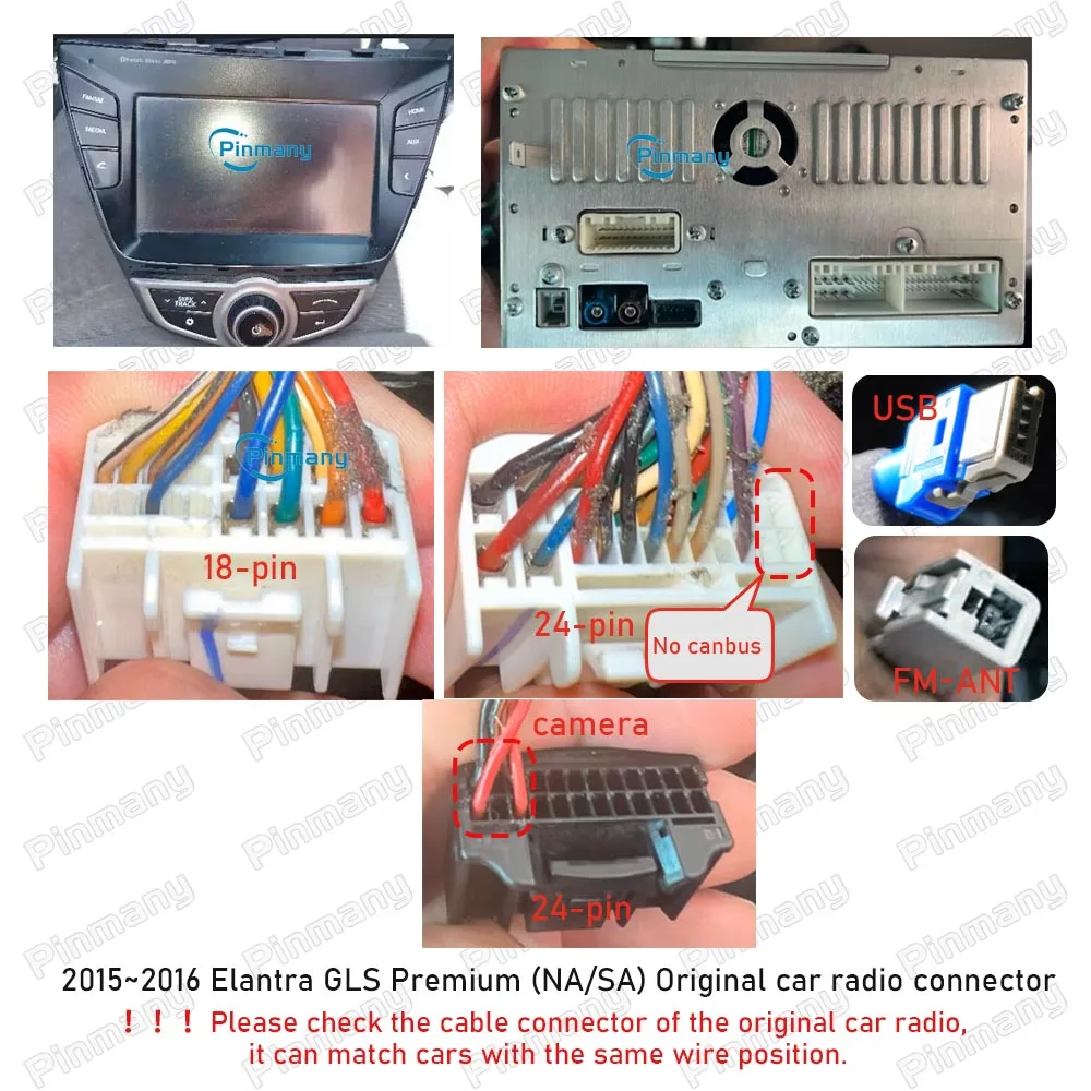 HYC5 Autoradio-Kabel Audio-Stromkabel-Adapter mit Rückfahrkamera-CVBS-Eingang für KIA Ceed, Hyundai I30 Elantra GLS – Detail 2