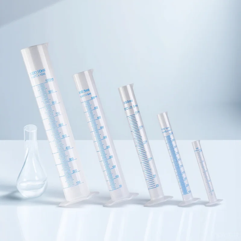 

5Pcs Plastic Measuring Cylinders Clear Transparent Stable Pentagon Base Accurate Scale Laboratory School Chemical Test Cylinder