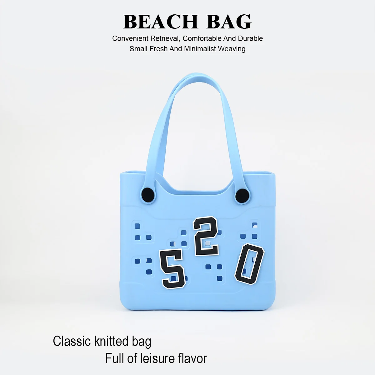 1 Versatile Solid-Color Eva Waterproof, Soft, and Durable Women's Beach Bag, with Fashionable Digital Decorative Buckle Diy, Suitable for Use at the Beach or Seaside, Large Capacity for Storing Items Like Mobile Phones, Books, Swimsuits, Etc., Suitable for Travel, Vacation, Daily Shopping, and Commuting
