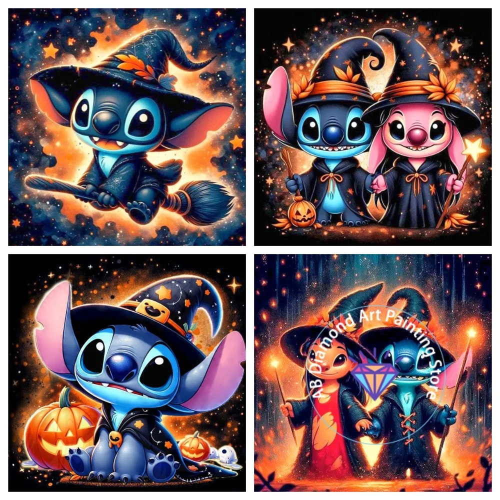 

Halloween Lilo Stitch AB Diamond Painting Kit Square Round Diamond 5D DIY Pumpkin Mosaic Handmade Art Adult Gift Home Decor