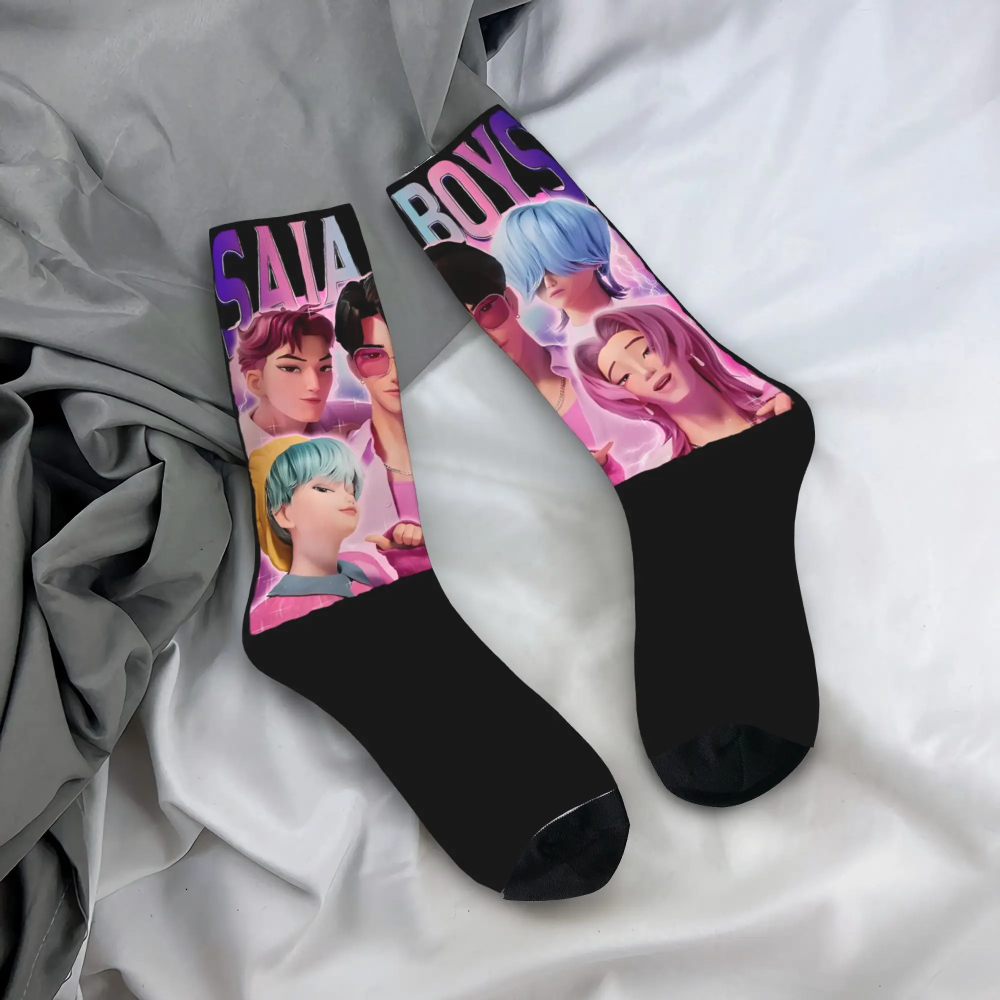 

Kpop Demon Hunters Saja Boys Crew Socks для женщин и мужчин, всесезонные супермягкие носки из фильма 2025 года, впитывающие пот