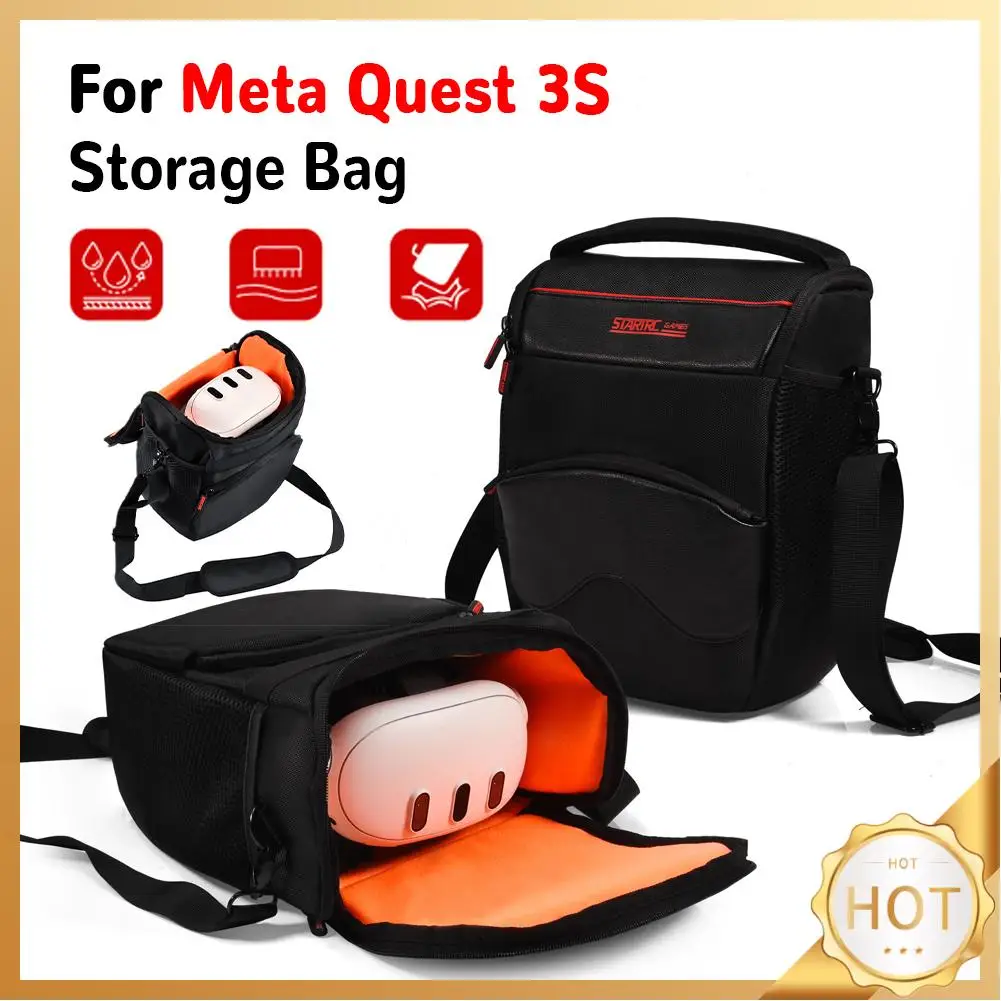 Travel Carrying Case Waterproof Portable Storage Bag with Inner Pocket Storage Bag W/ Shoulder Strap for Meta Quest 3S/Quest 3