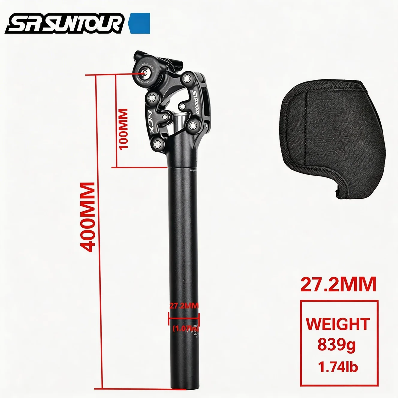 SR Suntour NCX Fiets Demping Verende Zadelpen Mountainbike 50mm Reizen 27.2/28.6/30.0/30.4/30.9/31.6/33.9*350mm Zadelbuis
