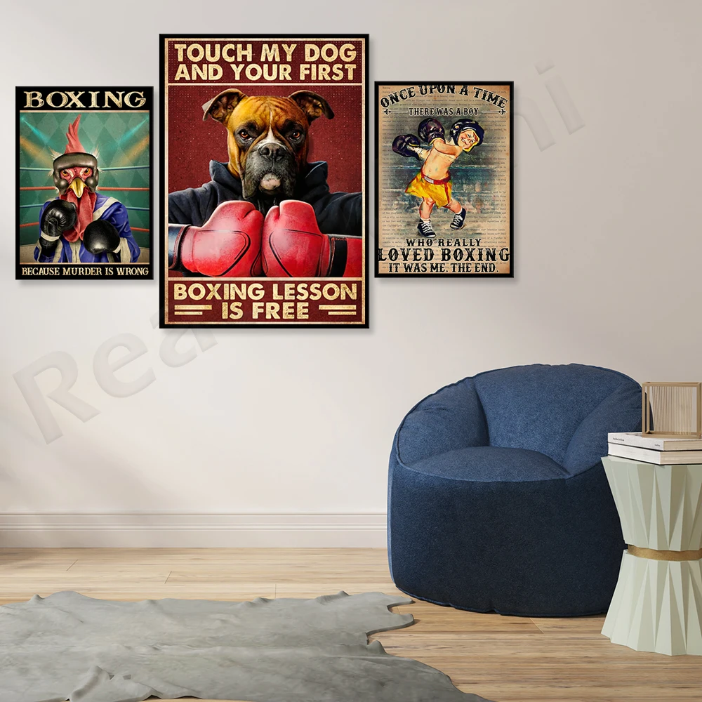 Boxing Because Murder is Bad Poster, Tough My Dog and Your First Boxing Lesson is Free, Boxing Art, Boxing Gifts, Gym Poster