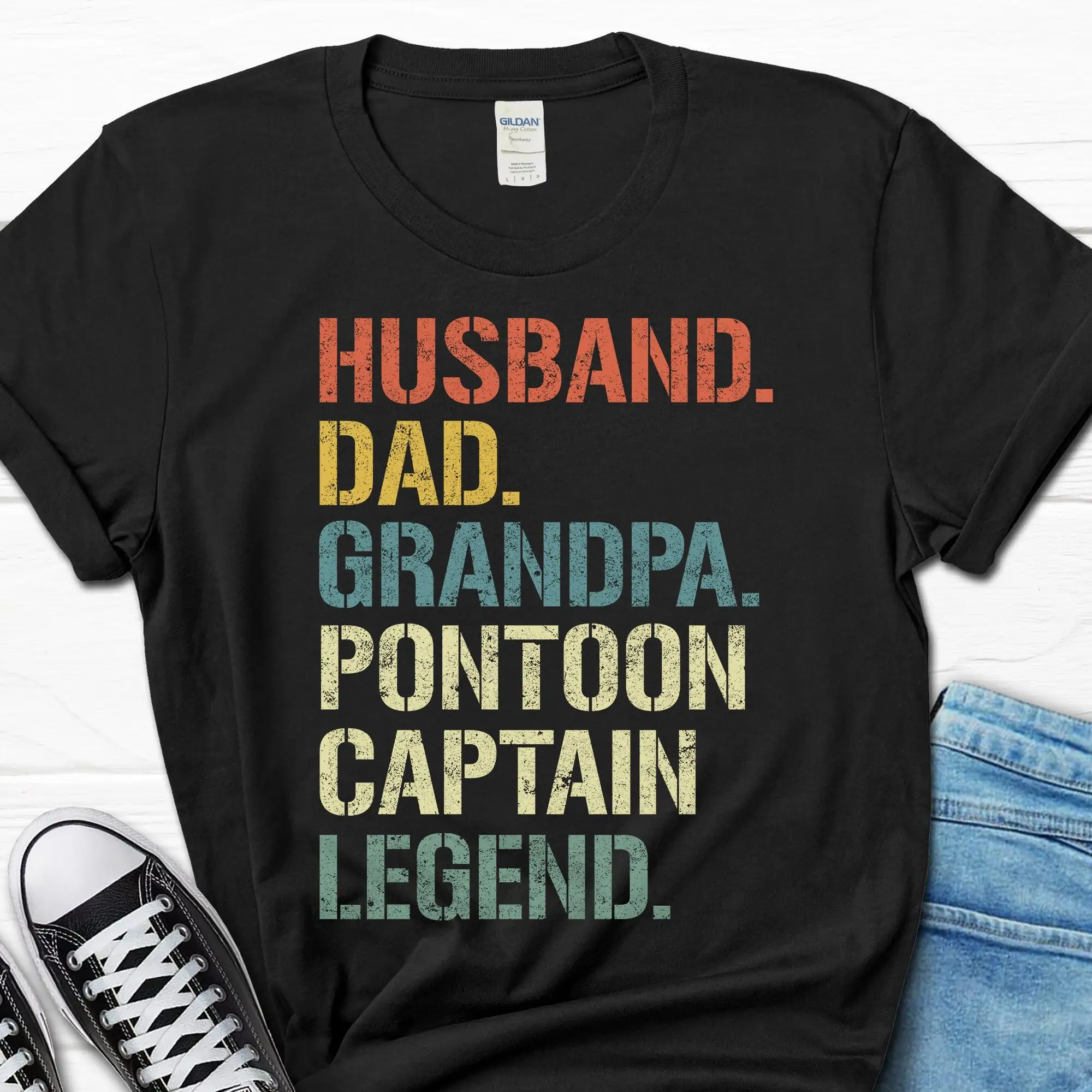 Husband Dad Grandpa Pontoon Legend T Shirt Captain For Men Boating Him Boat Lover Men's Sailing s From Wife