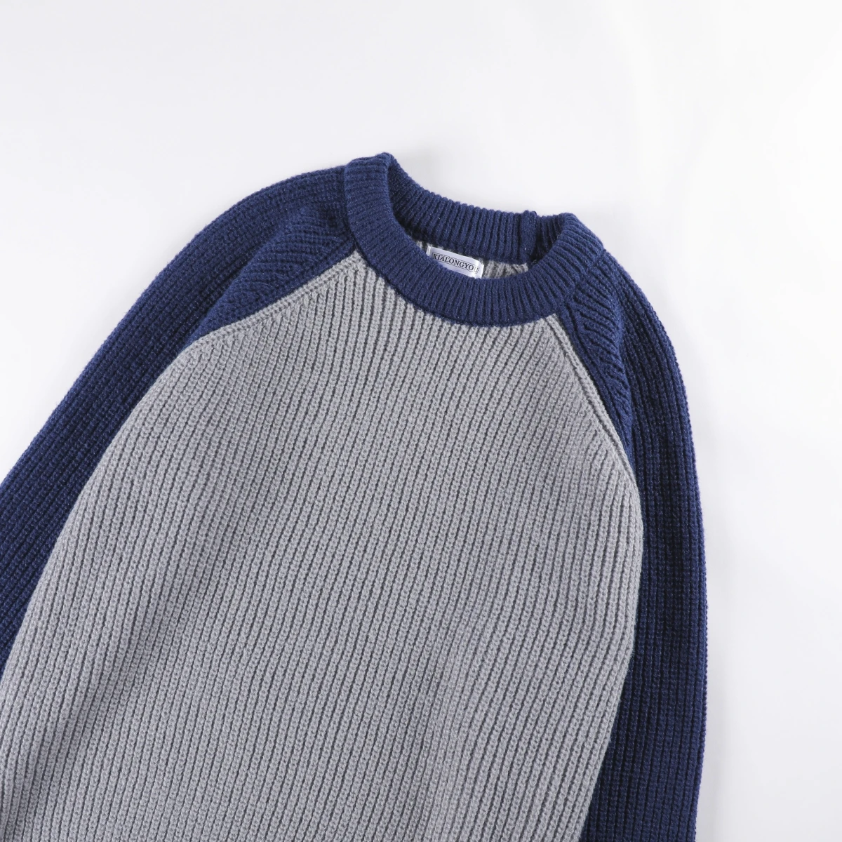 

Ретро сращенный oulder Sve round Ne вязаный свитер мужской осенний новый цвет Sle Base Layer модный японский S...