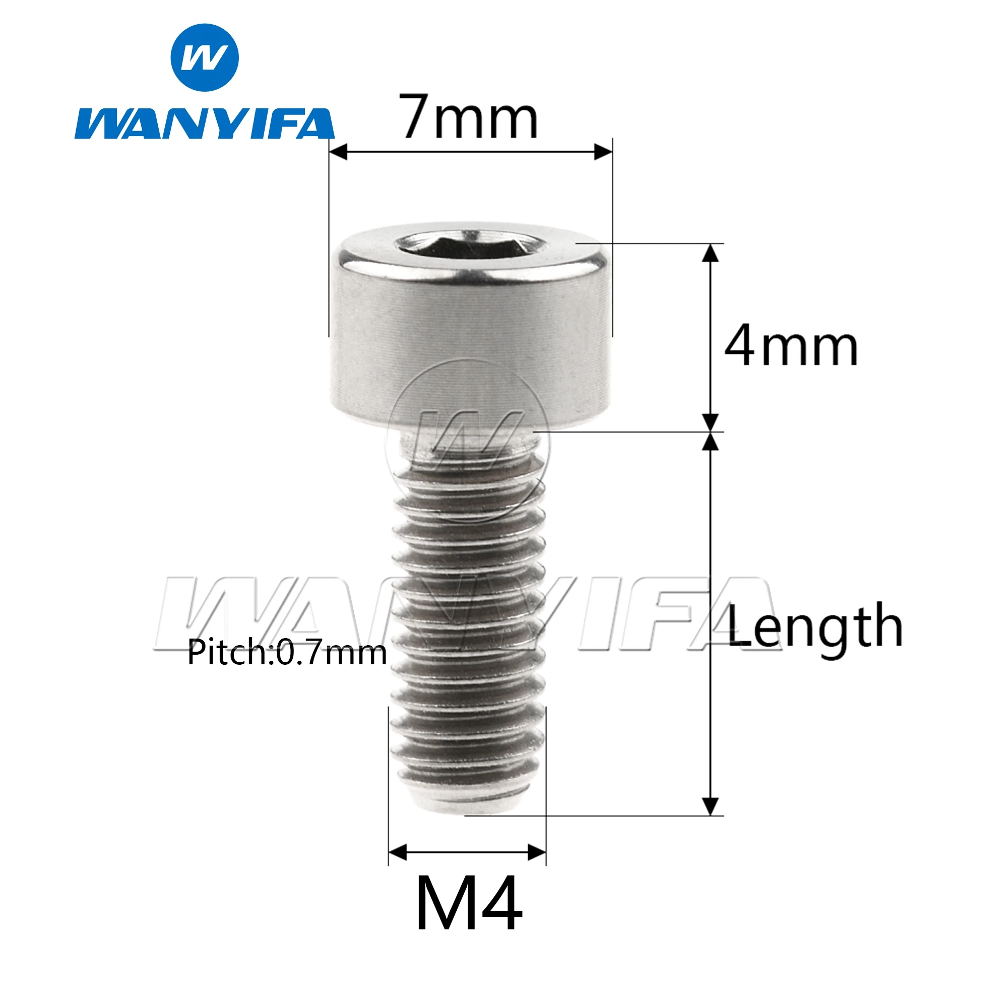 Wanyifa-Allenキーソケットヘッドネジ、チタンボルト、自転車用ファスナー、m4、10mm、12mm、15mm、20mm、4個、10個