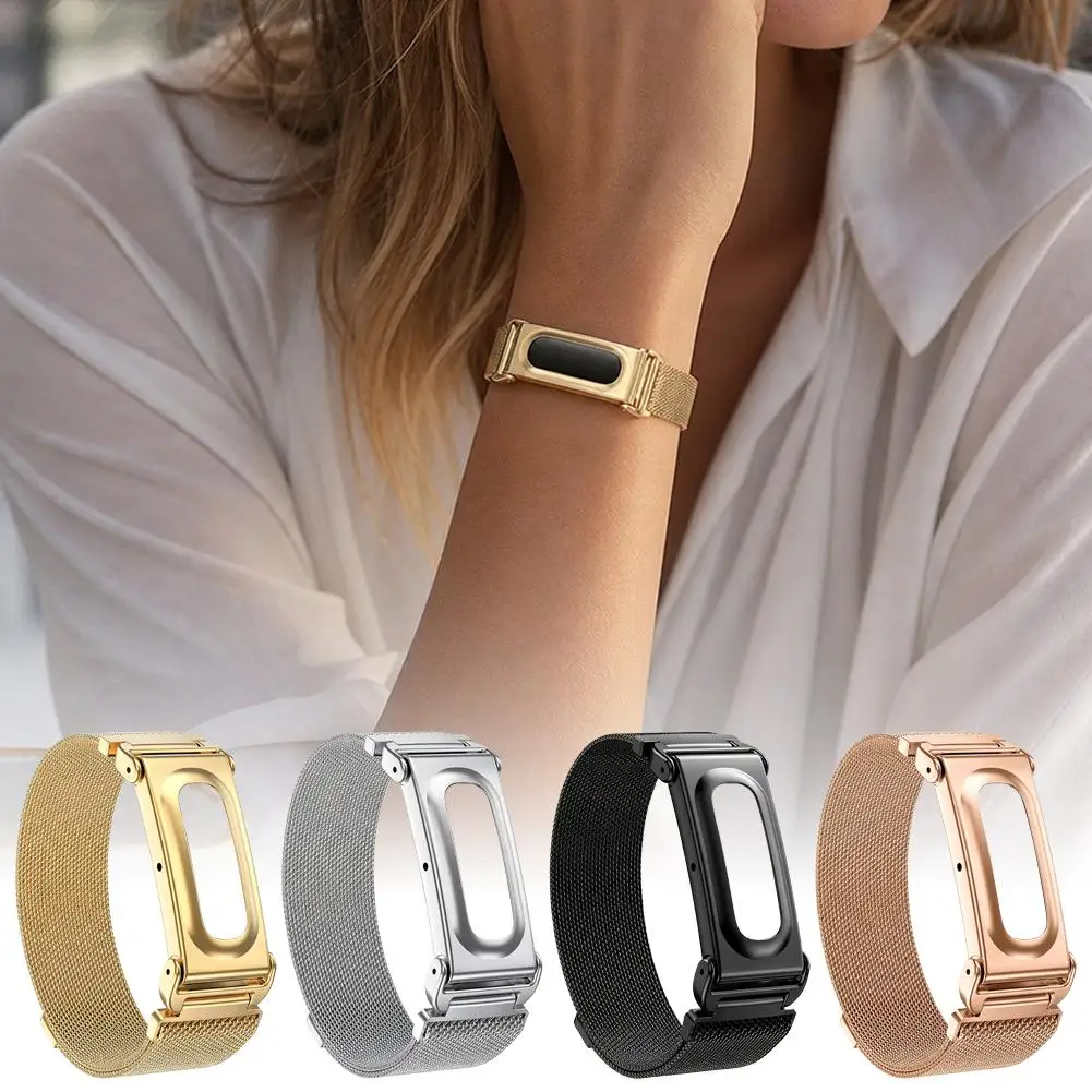 Milanese Watch Strap Suitable for Google Fitbit Air watch Bracelet Metal Frame Wristband Powerful Magnetic Clasp For Secure Lock