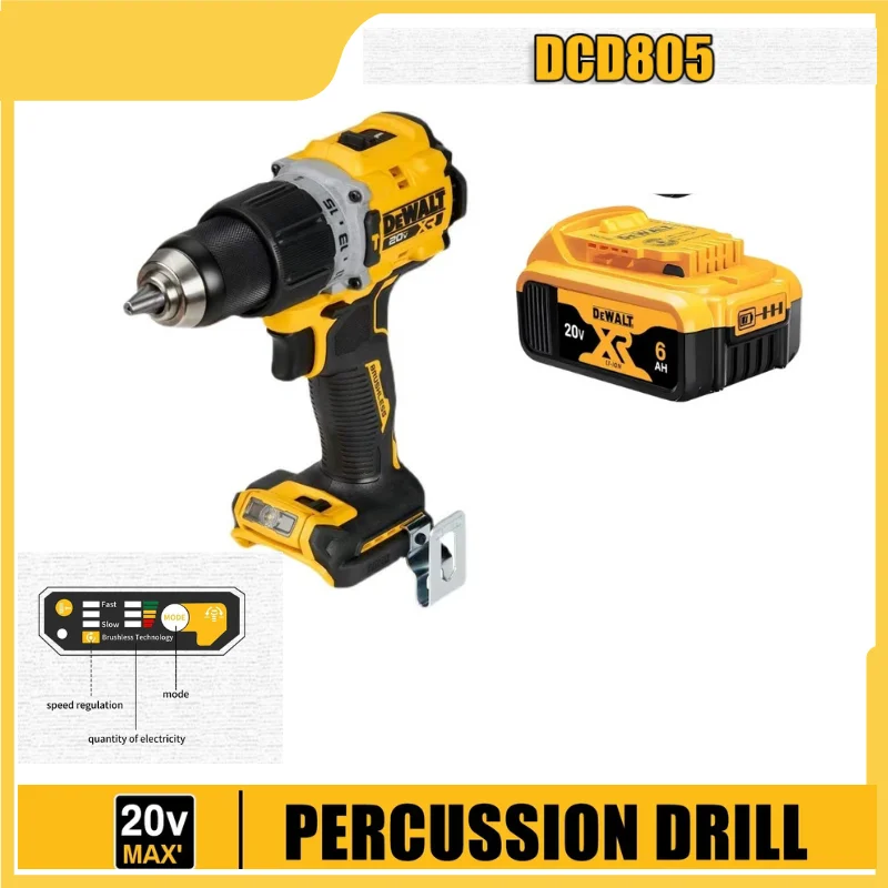 

DEWALT DCD805 Brushless Impact Drill Cordless Electric Screwdriver Multi-Function Hand Drill 20V Rechargeable Power Tool