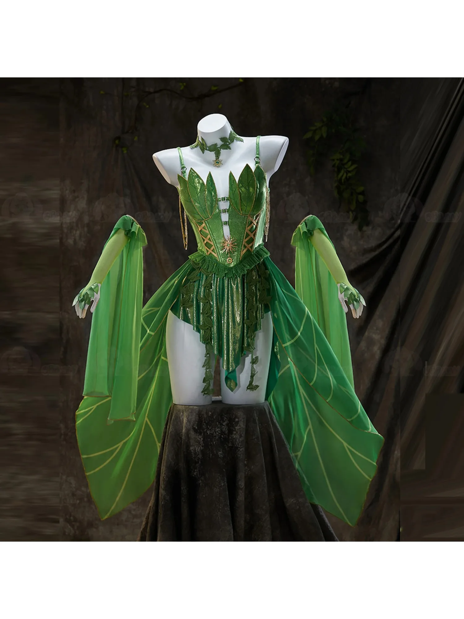 Anime Fairy Elves Cosplay Kostuum Vrouwen Sexy Sling Mouwloze Jurk Ketting Pak Halloween Carnaval Party Rollenspel Kleding - afbeelding 2