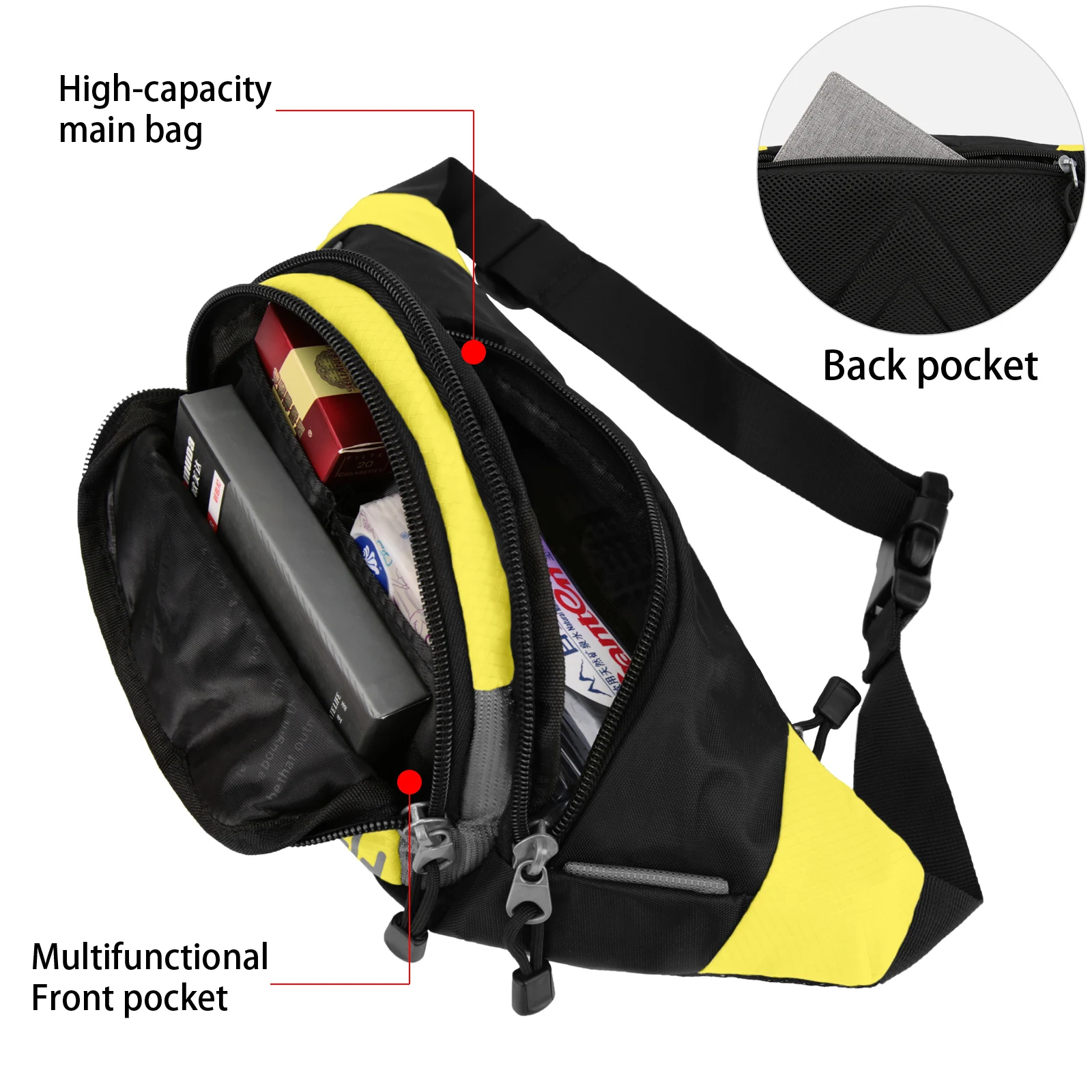 Factory wholesale nylon sports running waterproof waist bag sling crossbody custom woman fanny pack