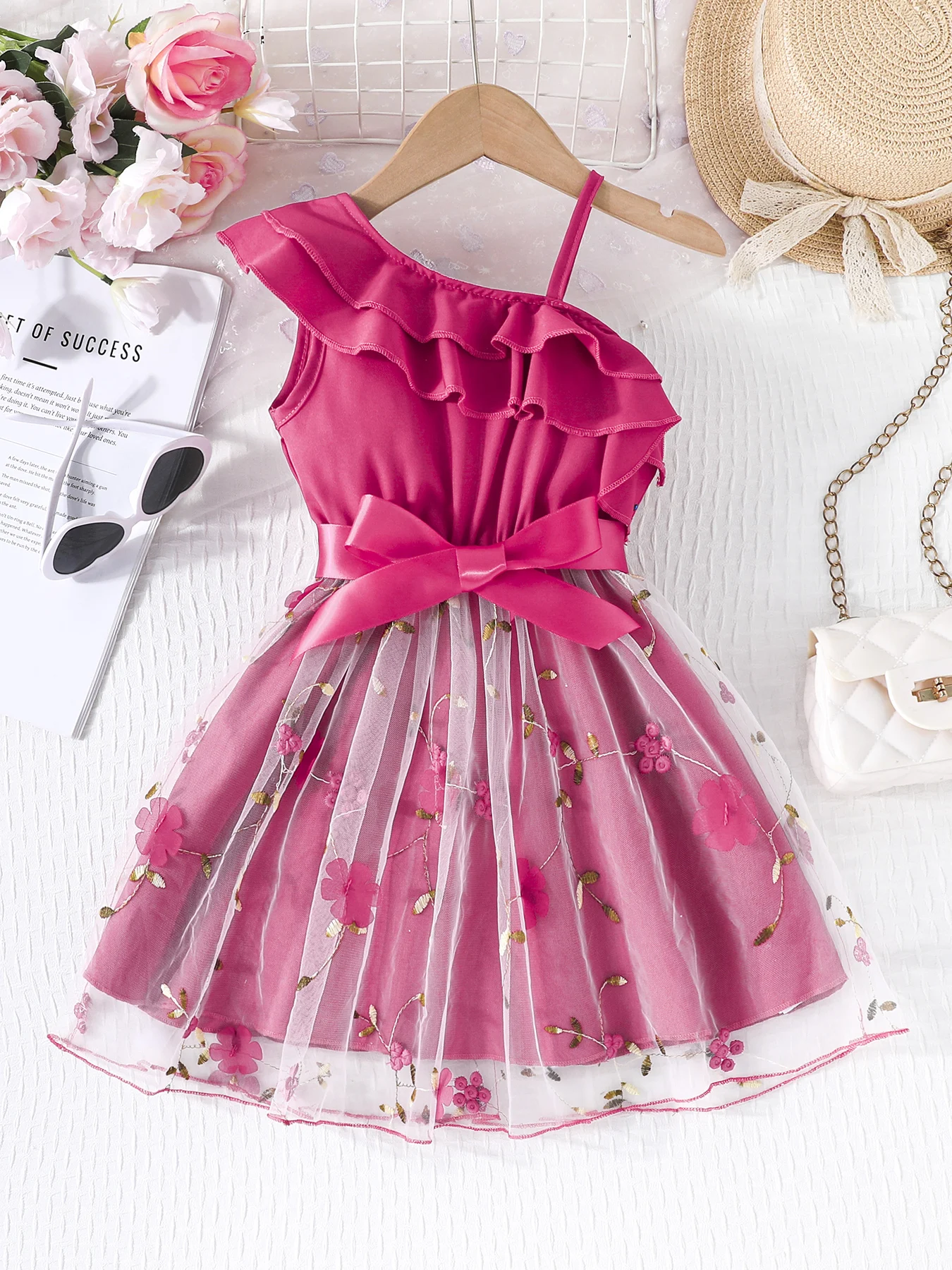 Dress For Kids 2-7 Years old Birthday Ruffled Embroidered Sleeveless Floral Princess Dresses Ootd For Baby Girl image 6