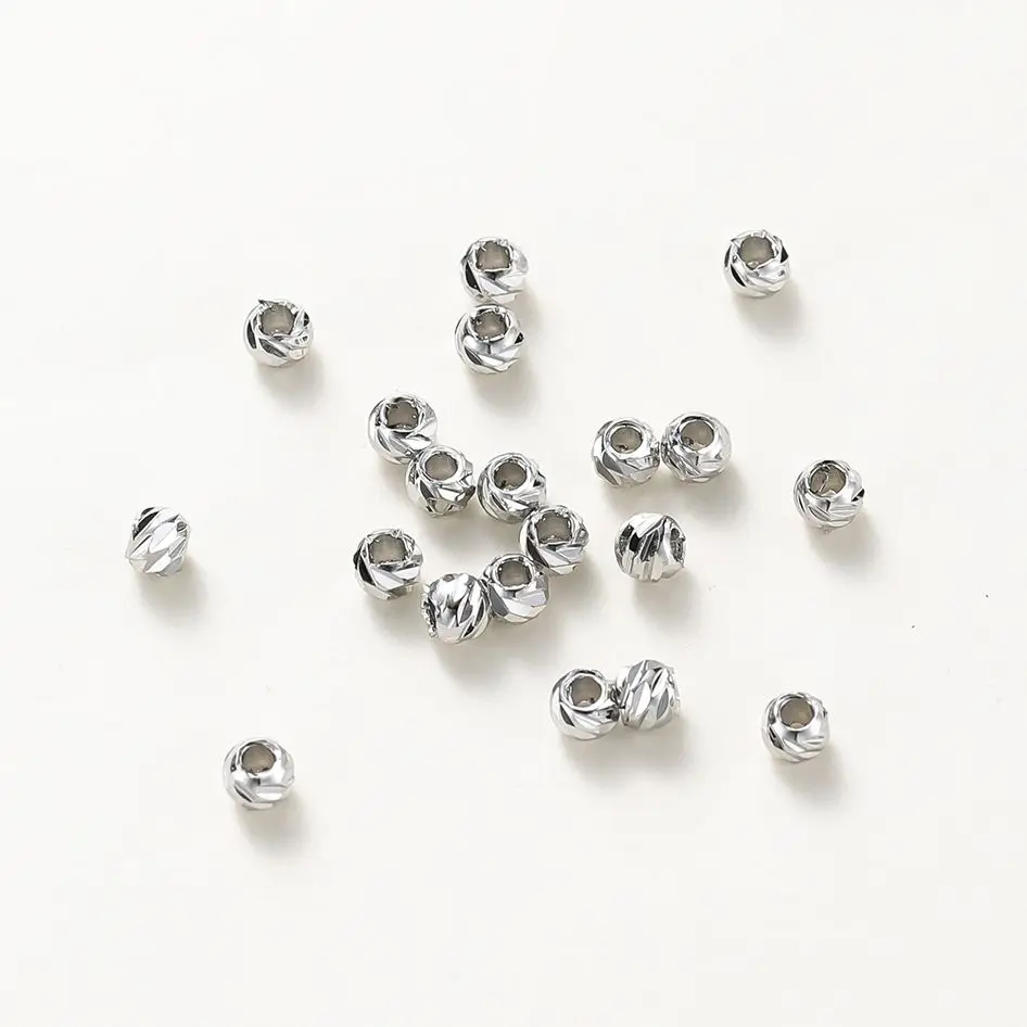 20pcs/lot 14K 18K Gold Round Loose Beads Bracelet Necklace Spacer Brass Beads For DIY Earing Making Accessories Whosale Findings