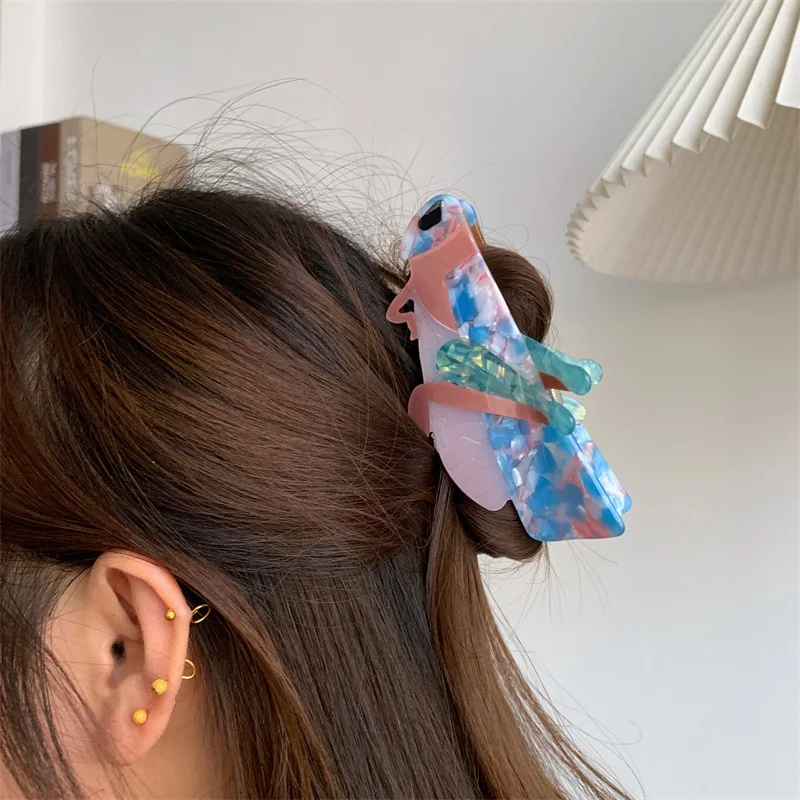 Pinzas para el pelo con diseño creativo de insectos para mujer, accesorios para el cabello con personalidad, saltamontes, acetato, empalme, langosta