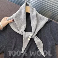 Knitted Scarf Women 100% Wool Winter Warm Scarves Bright Solid Color Design Thickened Shawl Soft Triangle Pashmina Neck 2025 NEW