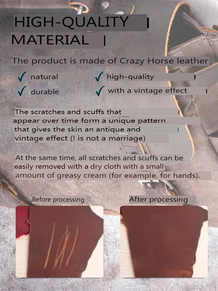 جلد البقر حقيبة من القماش مقاوم للماء سعة كبيرة المشي لمسافات طويلة في الهواء الطلق حقيبة سفر حقيبة عتيقة #4