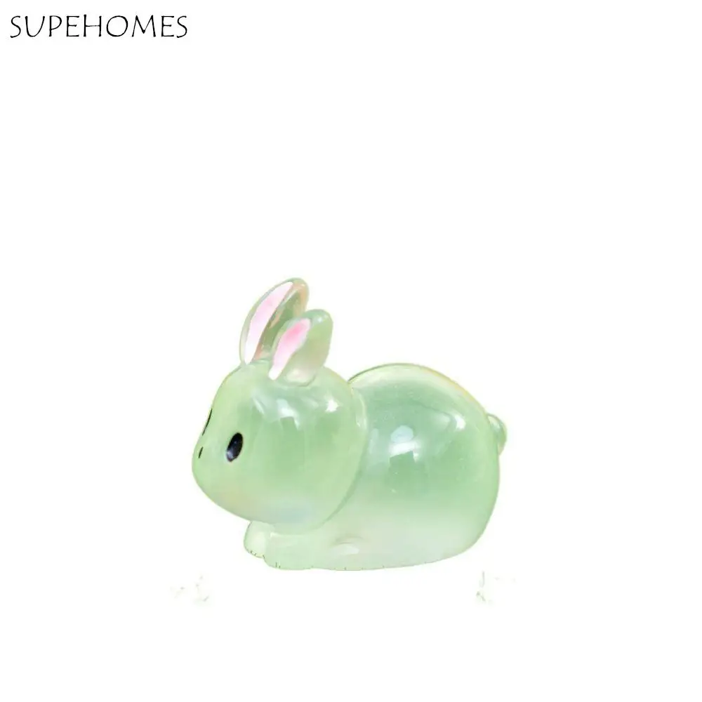 

Multipurpose DIY Luminous Rabbit Miniatures Resin Crafts Cartoon Mini Rabbit Ornament Handmade Resin Animal Figurines Car