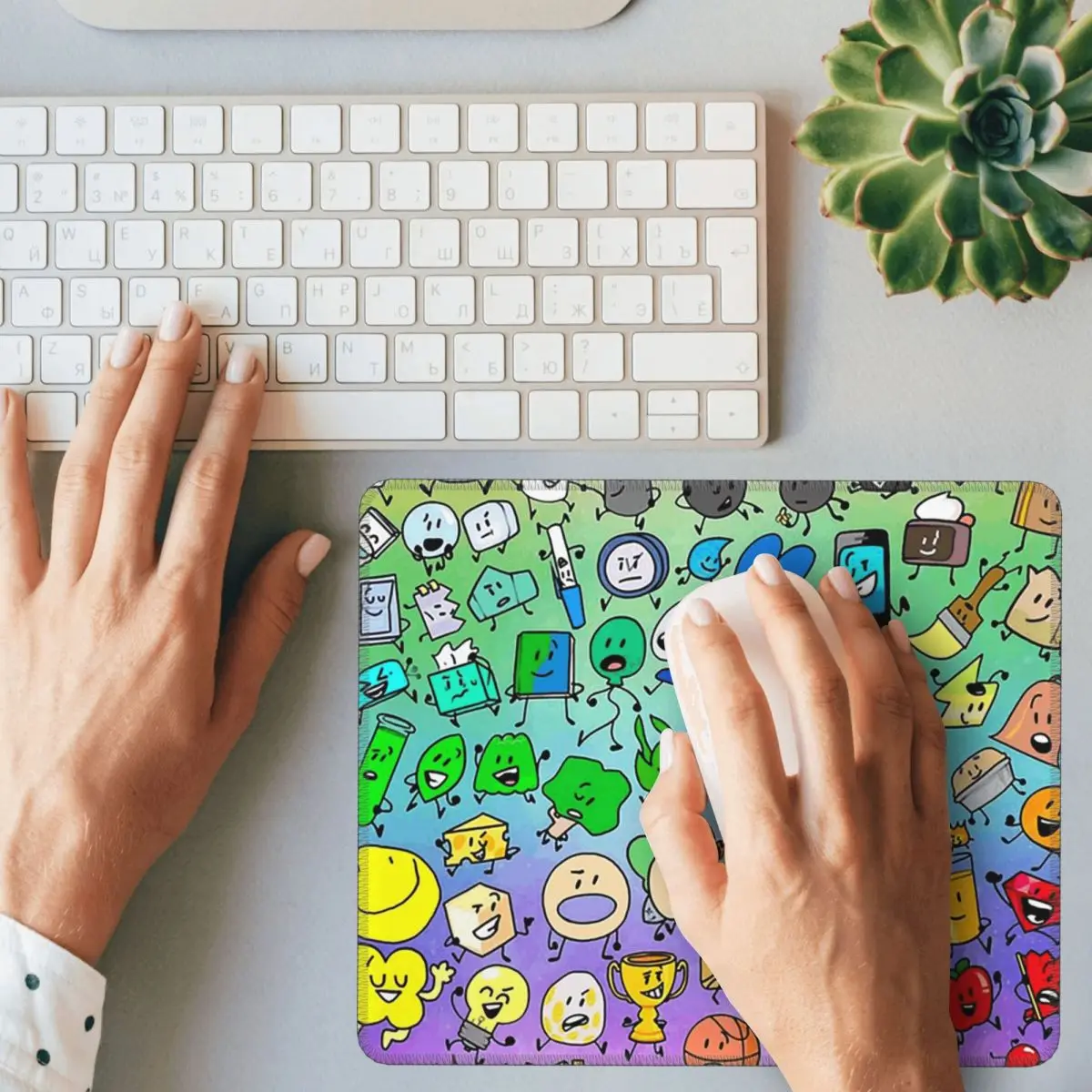 BFDI Inanimate Insanity All Characters Mouse Pad Computer Keyboard Mouse Mat Gaming PC Laptop Desk Mat Office Table Mats