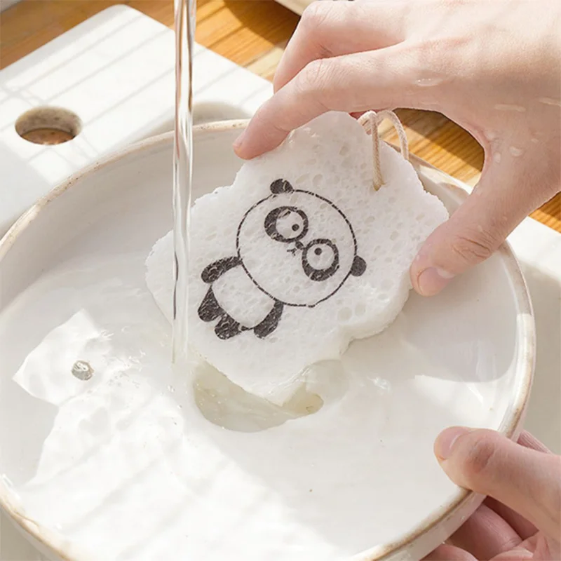 Xiaomi Cute Cartoon Dishwashing Sponge, Compressed Wood Pulp, Scouring Pad, Pot Wipe, Dish Cleaning, 10Pcs