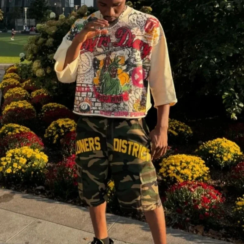 

New streetwear Y2K T shirt trendy hip hop graffiti graphic shirt print design Harajuku retro oversized loose T shirt couple tops