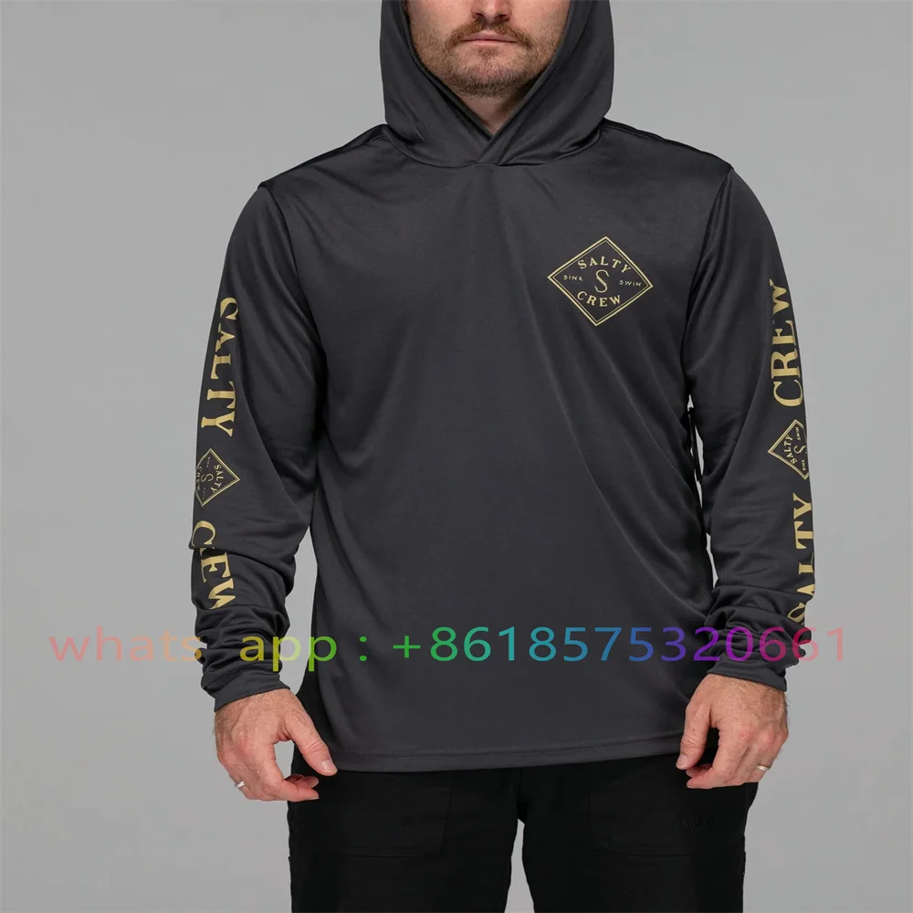 

2025 salty Fishing Shirt Hooded Men Fishing Clothes Outdoor Summer Mask Hoodie Sun Uv Protection Performance Jersey