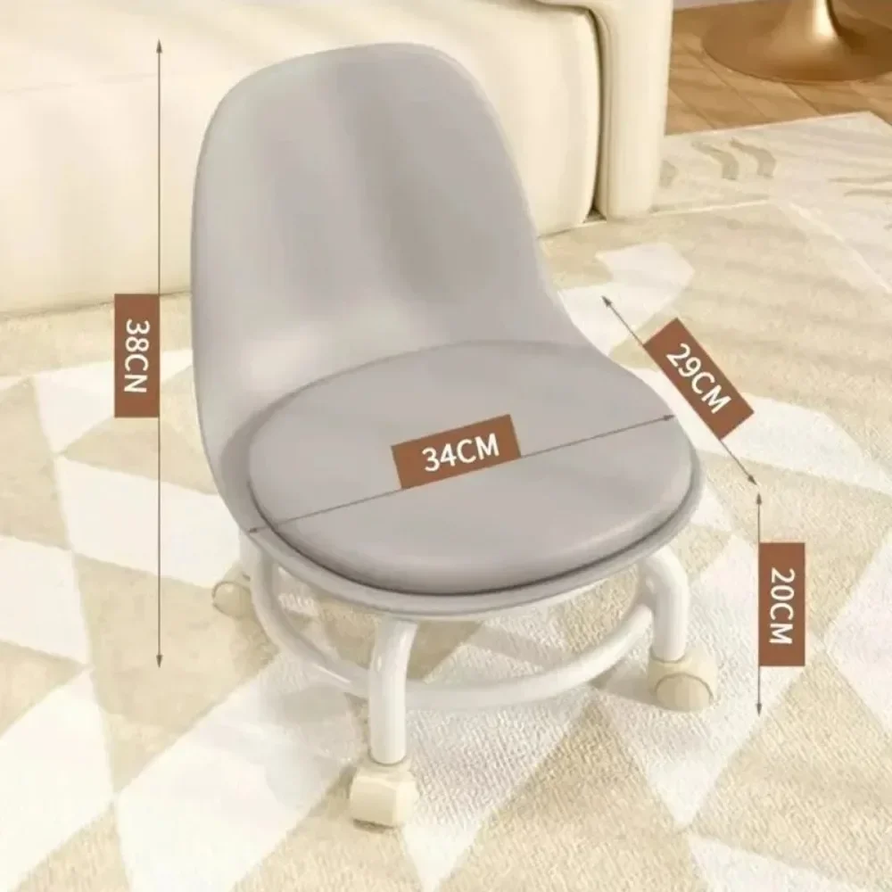 Household Backrest Pulley Low Stool Waist Protection 360 Degree Rotating Versatile Round Stools Modern Simple Universal Wheel