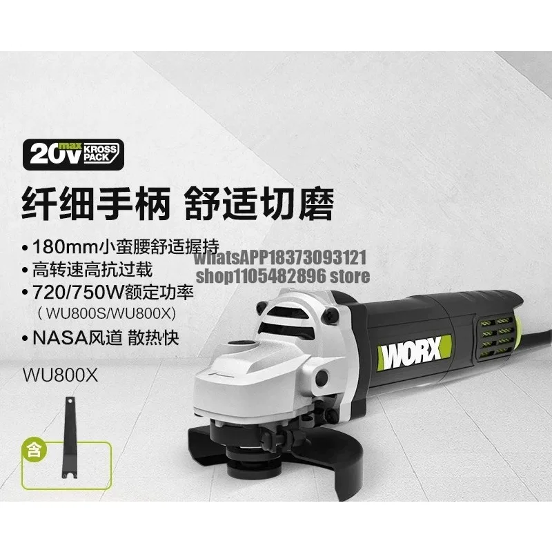 Electric Angle Grinder Genuine WU800 Small Handheld Grinder Cutting and Polishing Hand Grinder