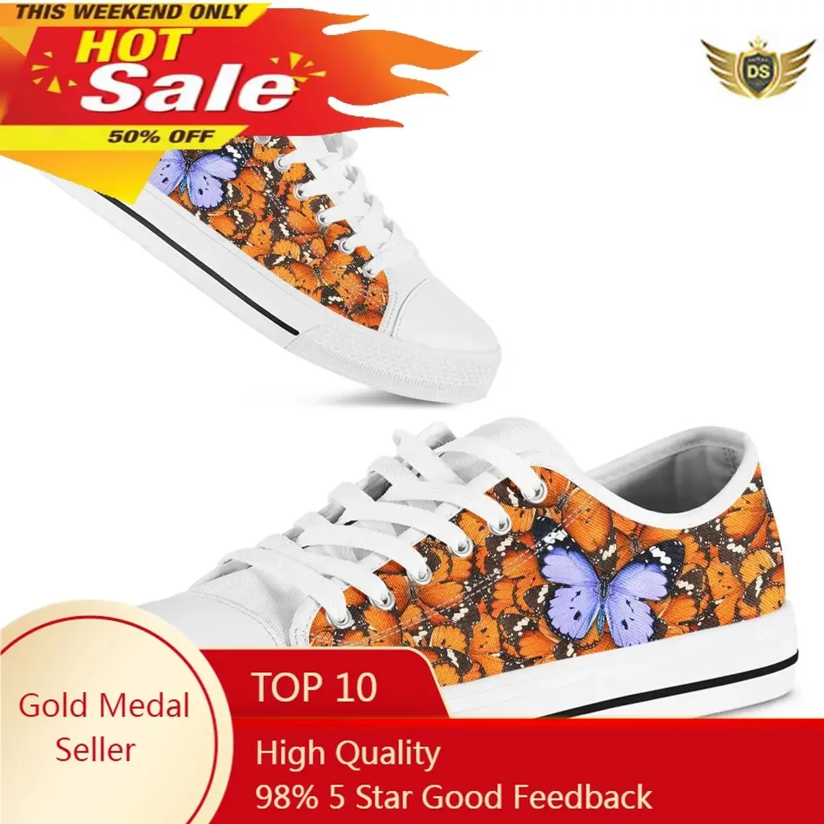 

Design Women Shoes Fashion Sneakers Blue Butterflies Spring/Autumn Canvas Shoes Ladies Casual Vulcanized Shoes