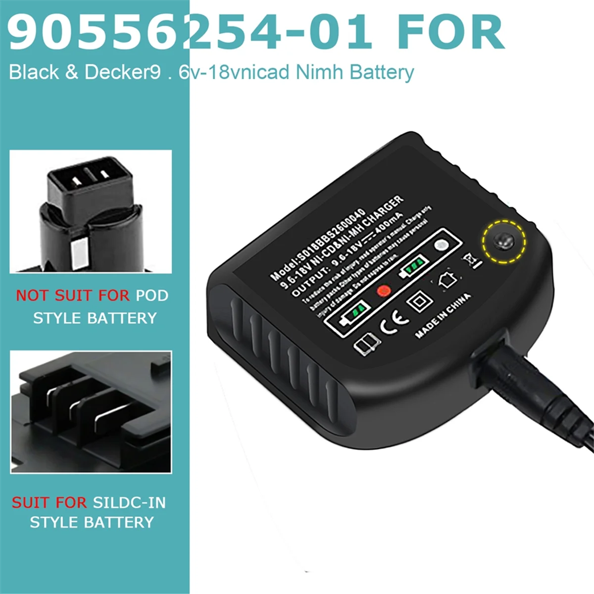 Ładowarka akumulatorów litowo-jonowych szybkie ładowanie dla Black Decker 9.6V-18V Ni-CD akumulator Ni-MH elektronarzędzia wtyczka EU