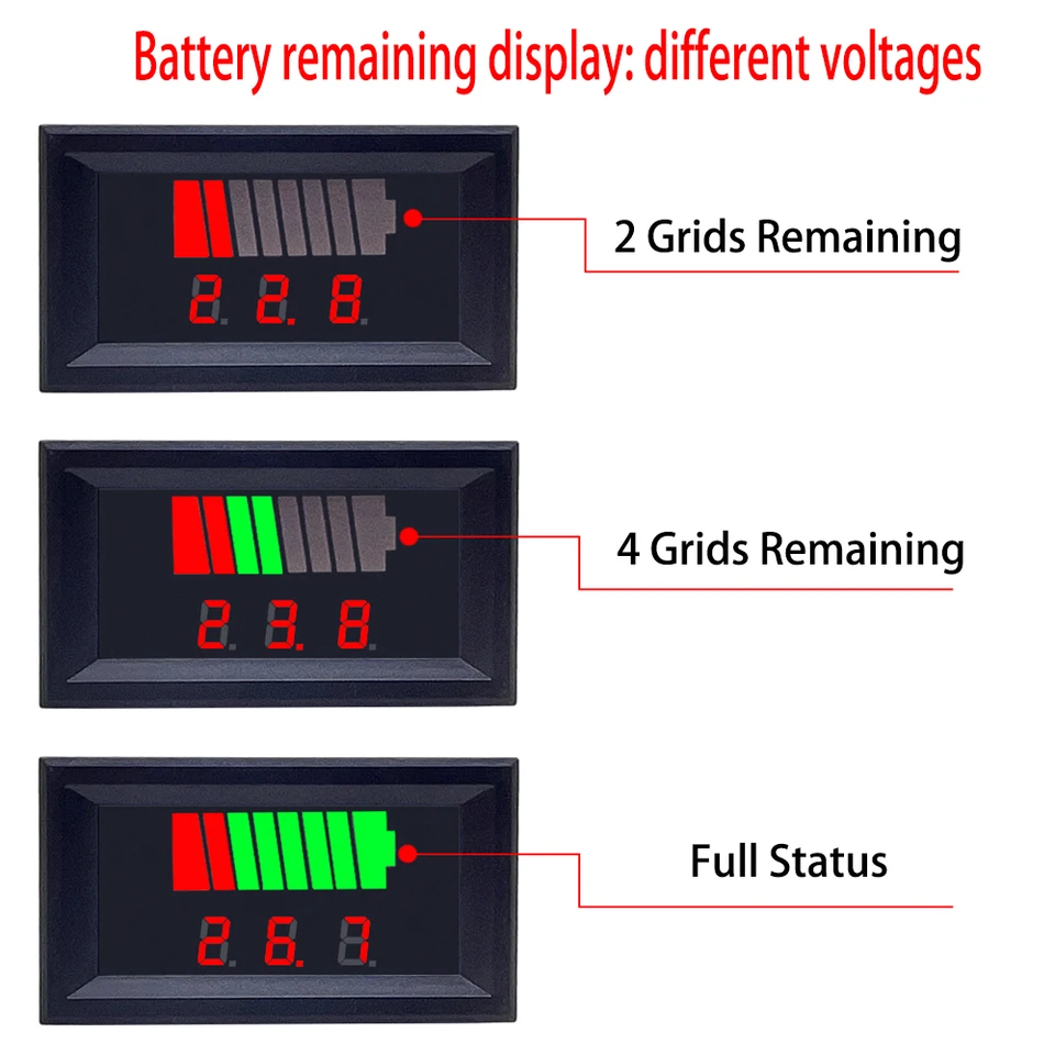 Indicateur De Batterie 12V 24V LED Numérique - Jauge Compteur Pour Voiturette BI003