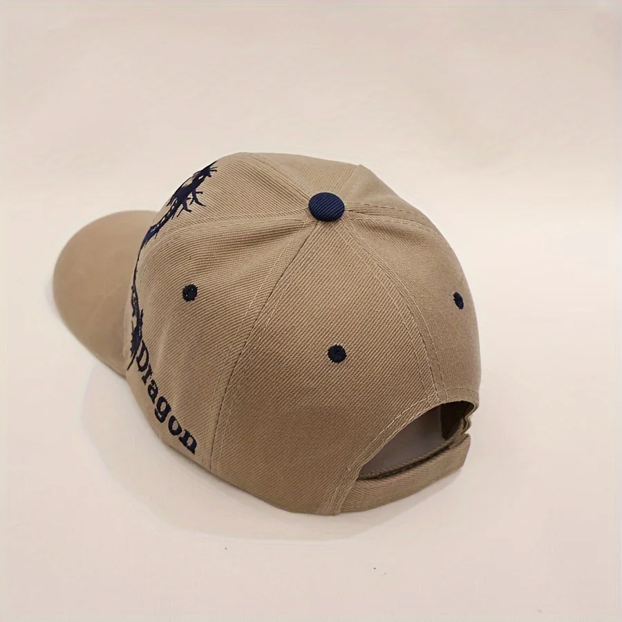 Men's Baseball Cap with Chinese Style Double Dragon Pattern, Fashionable Outdoor Casual Sun Protection Versatile Adjustable Trucker Hat