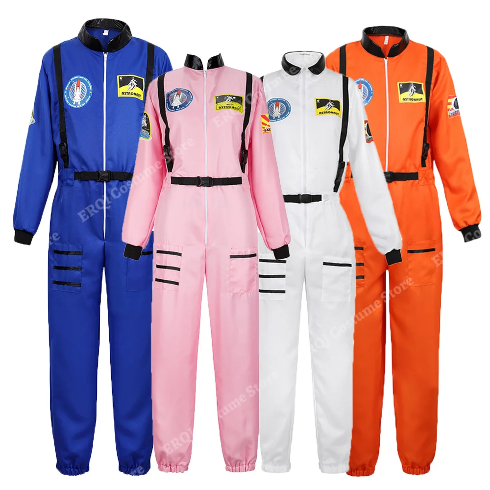 Astronaut Costume Adult Silver Spaceman Costume Plus Size Women Space Suit Party Dress up Costume Astronaut Suit Adults White