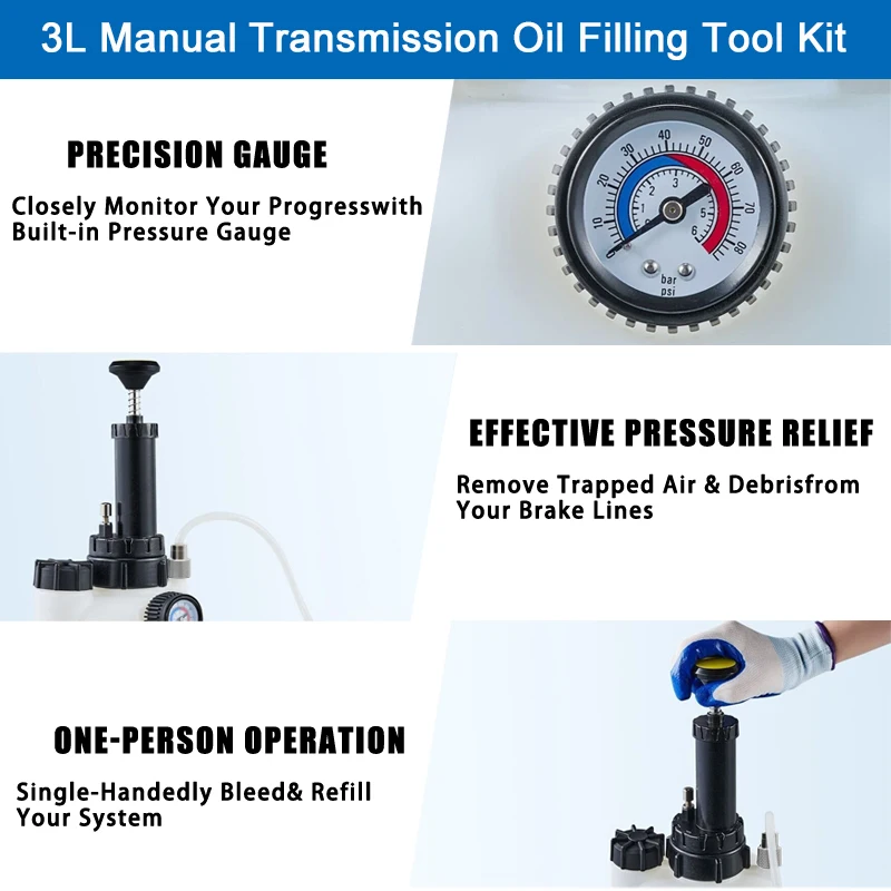 Manual Transmission Oil Filling System Hand Pump OR Pneumatic Automatic Gearbox Oil Fluid Hand Pump 3L Tool with Adapters