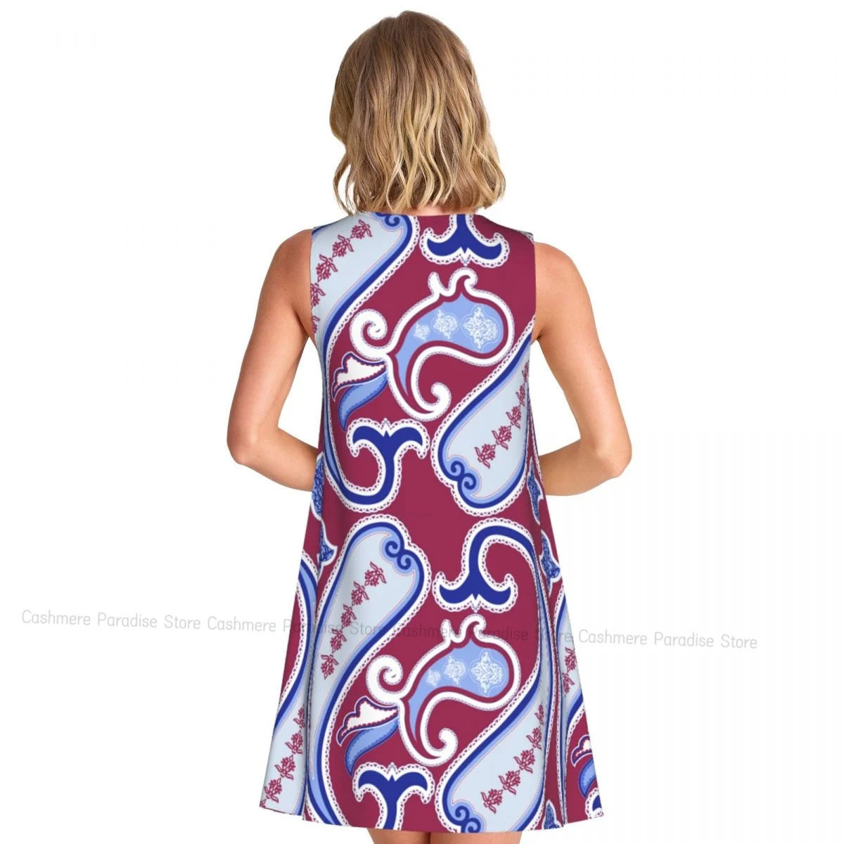 Abito da donna con motivo patchwork Paisley, maglietta casual estiva, abiti da spiaggia, abito da canotta