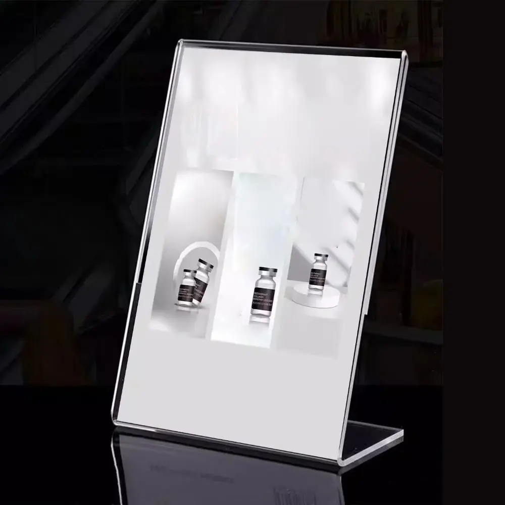 Sturdy A4/A5 Table Sign Holder Clear Transparent L-Type Acrylic Display Stand Ad Frame Double Side Card Holder Card Holders