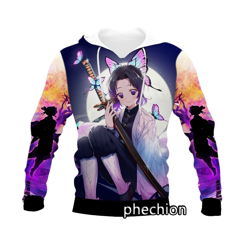 

phechion New Fashion Men/Women Kochou Shinobu 3D Print Long Sleeve Hoodies Demon Slayer Casual Hoodies Loose Sport Pullover A131