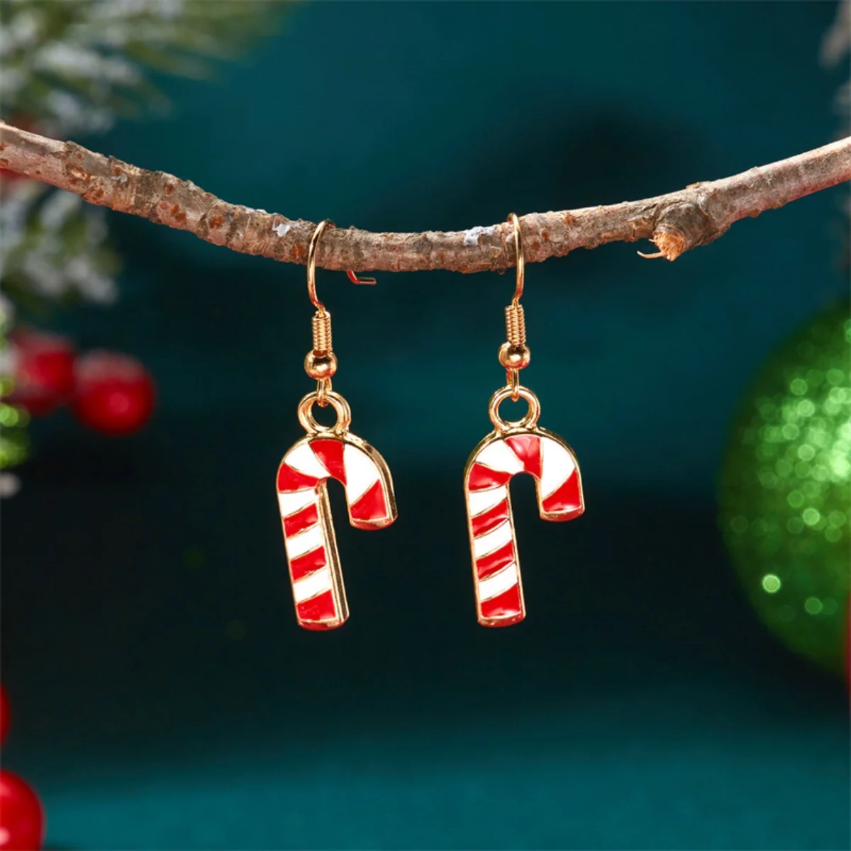 Weihnachten Urlaub Krücke Tropfen Ohrringe Rot Grün Weiß Emaille Streifen Cane Candy Baumeln Ohrring Für Frauen Männer Weihnachten Schmuck Geschenk