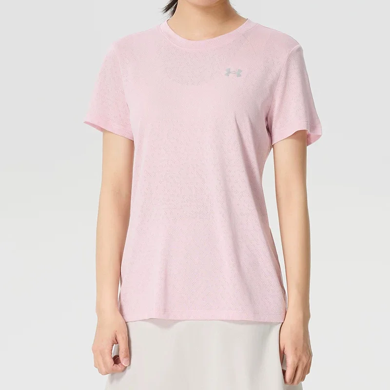 

Under Armour 2026 Summer New Style Women's Short-Sleeved T-Shirt - Pink Half-Sleeve Running Breathable Sportswear 1390384-647
