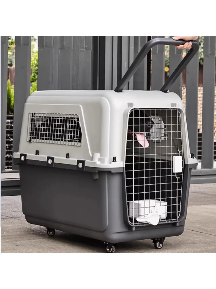 Transport de voyage pour animaux de compagnie approuvé par la compagnie aérienne avec roues, grande caisse roulante pour chien et chat pour voiture, transporteur pour animaux de compagnie ventilé
