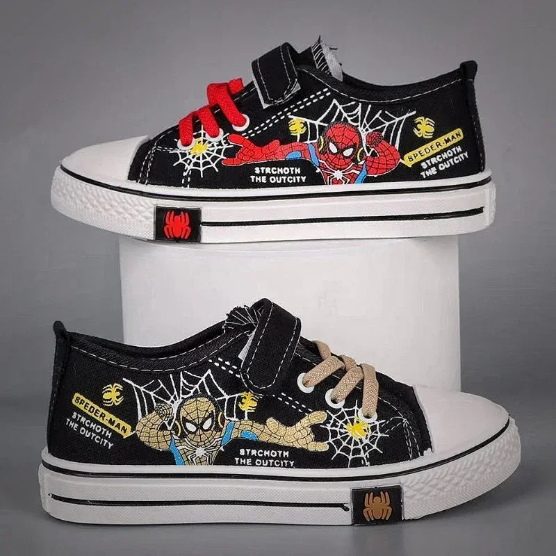 

Disney Spiderman Children Canvas Black Casual Shoes Girls Running Sneakers Spring Fashion Teenager Kid Size 26-37