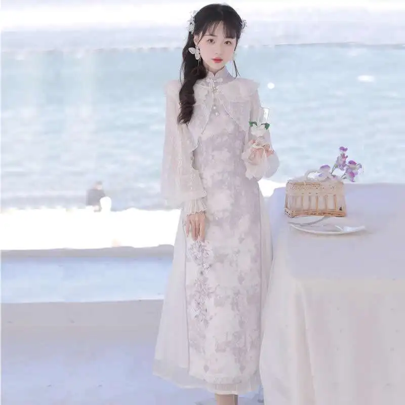

New Chinese Style Improve Cheongsam Temperament Womens embroidery Han Elements Guofeng Dress Carnival Costume Cosplay Women